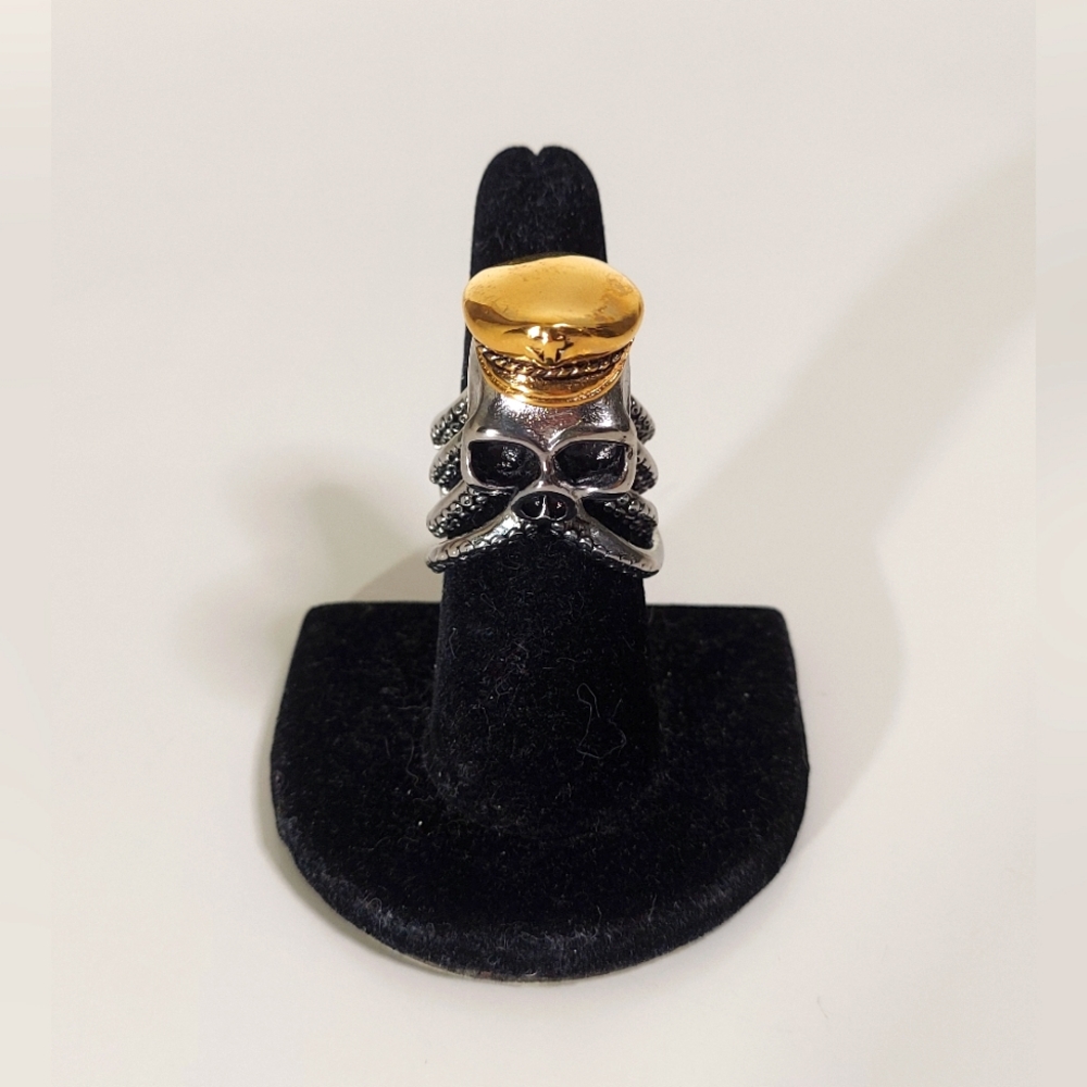 Skeleton Octopus Silver Toned Metal Statement Ring